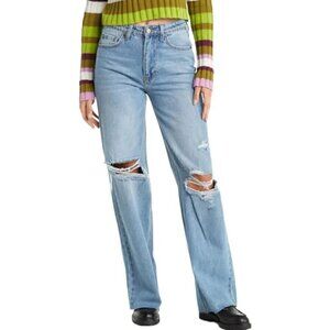 BP Nordstrom High Waist Distressed Wide Leg Non Stretch Denim Jeans Size 27